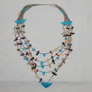 Vintage Tourquose Silver Necklace Indian Jewelry